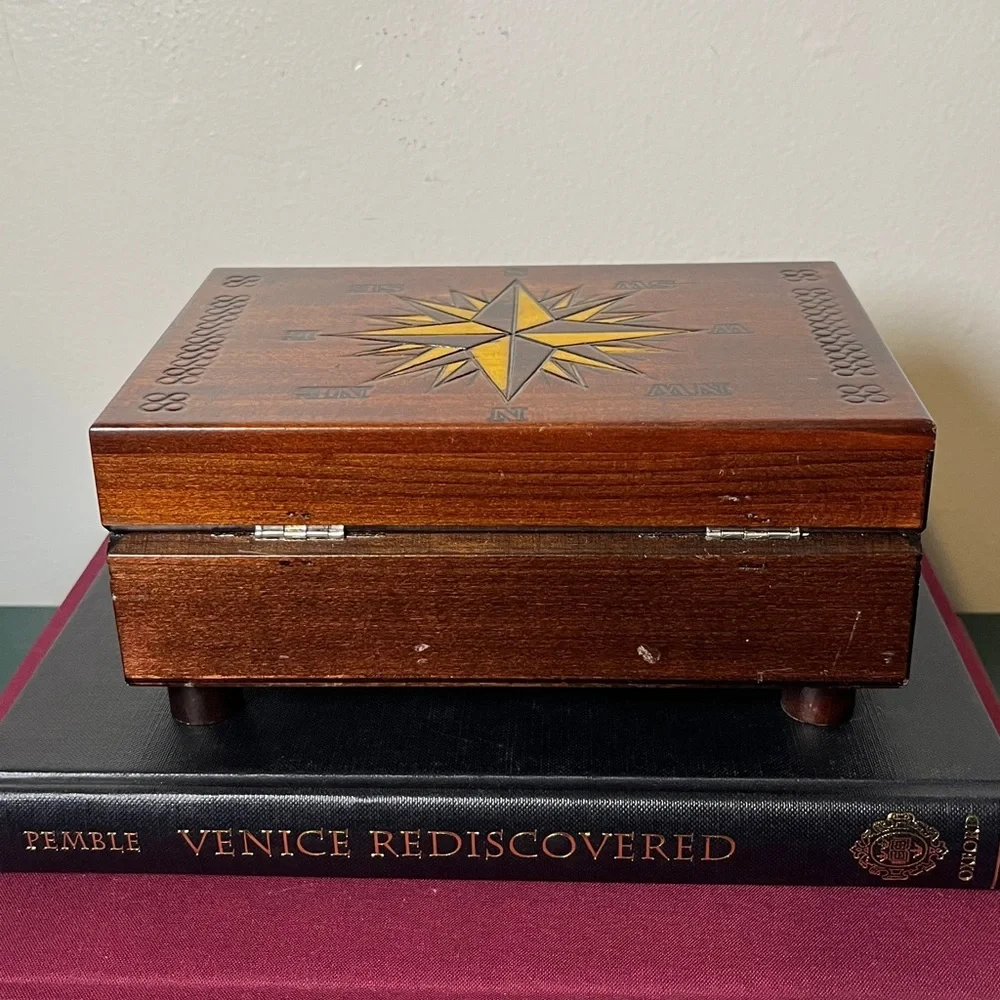 Enchanted World of Boxes Compass Design Wooden Keepsake Box‎